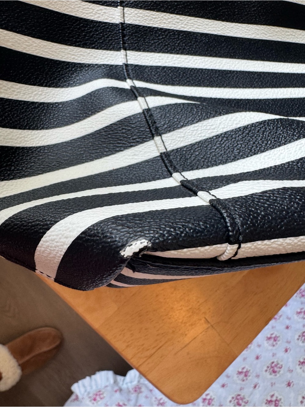 kate spade Black and White Striped Leather Tote - Picture 13 of 16